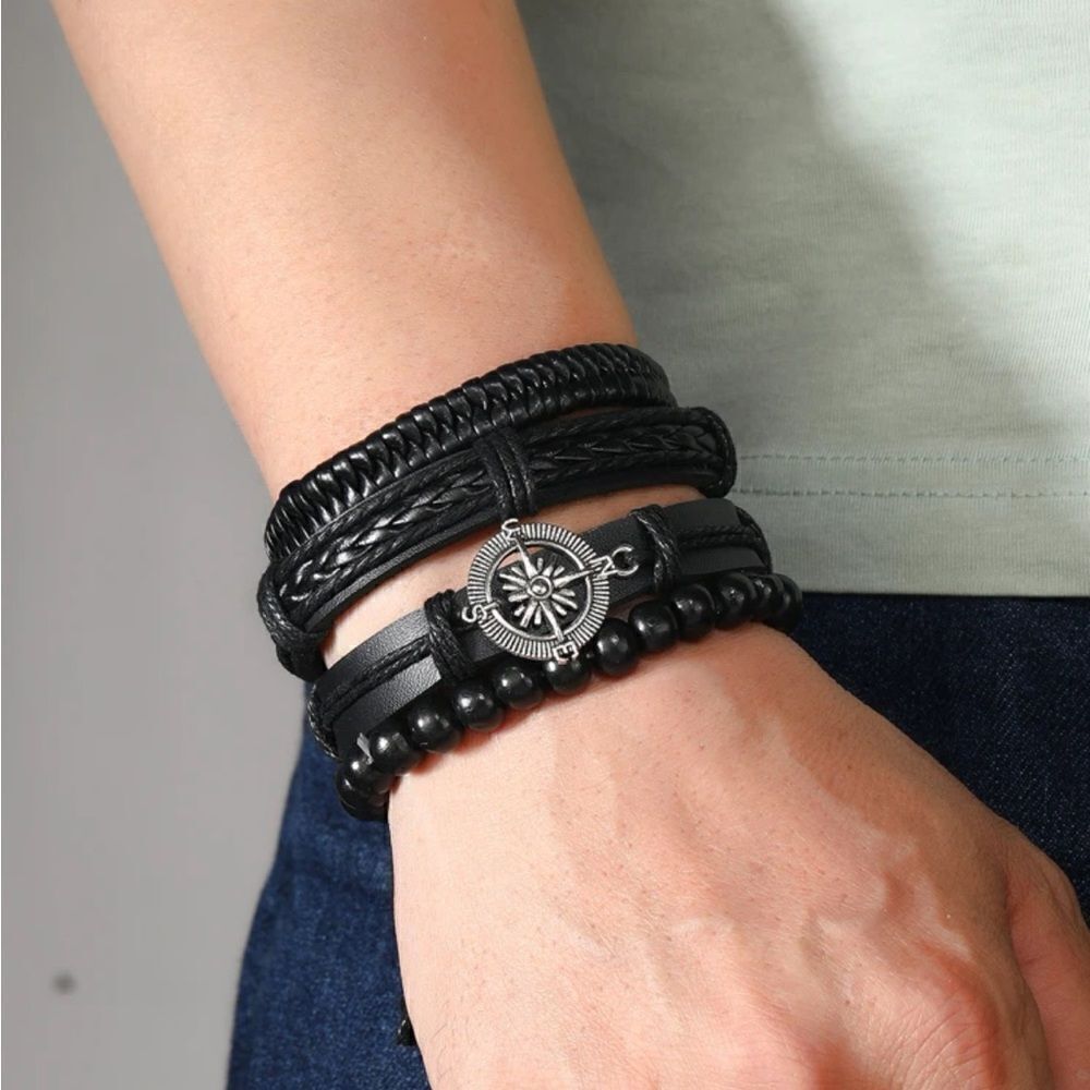 4Pcs/Set Compass Decor‎ Bracelet Poly Urethane set